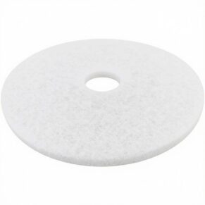 Vista de perfil del disco blanco abrasivo mostrando densidad de fibras