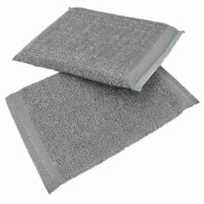 detalle fibras de la almohadilla estropajo de acero inoxidable